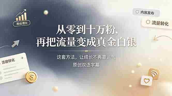 （19198期）从零到十万粉，再把流量变成真金白银——这套方法，让成长不再靠运气【原创双语字幕】-OG资源站