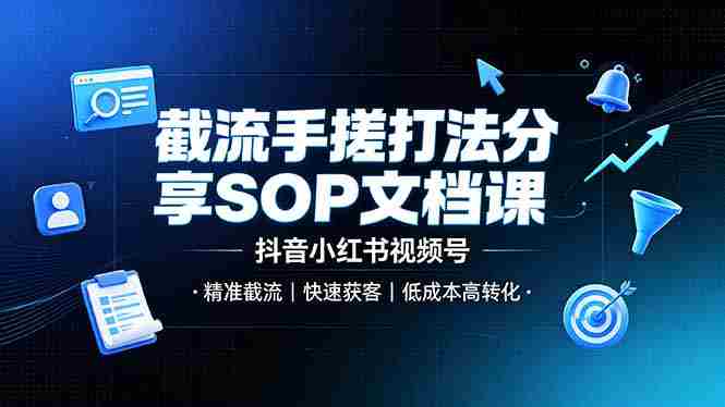 （19202期）截流手搓打法分享SOP文档课，抖音小红书视频号丨精准截流，快速获客，低成本高转化-OG资源站