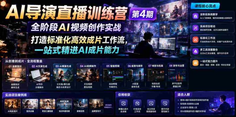 AI导演直播训练营第4期｜全阶段AI视频创作实战，打造标准化高效成片工作流，一站式精进AI成片能力-OG资源站