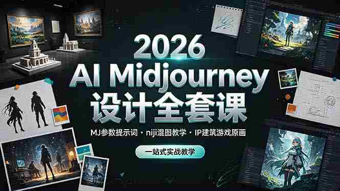 （19209期）2026 AI Midjourney设计全套课，MJ参数提示词niji混图教学，IP建筑游戏原画一站式实战教学-OG资源站