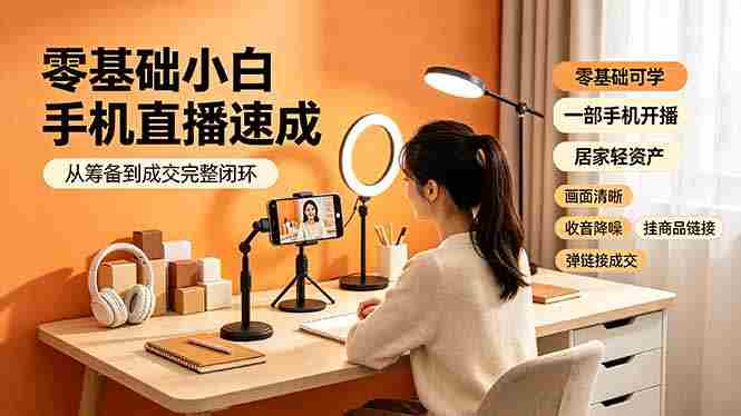 (19231期)零基础小白手机直播速成,从筹备到成交完整闭环,适配苹果安卓系统,解决杂音卡顿留人难问题-OG资源站