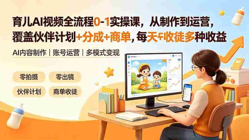 （19236期）育儿AI视频全流程0-1实操课，从制作到运营，覆盖伙伴计划+分成+商单+收徒多种收益，每天500+收益-OG资源站
