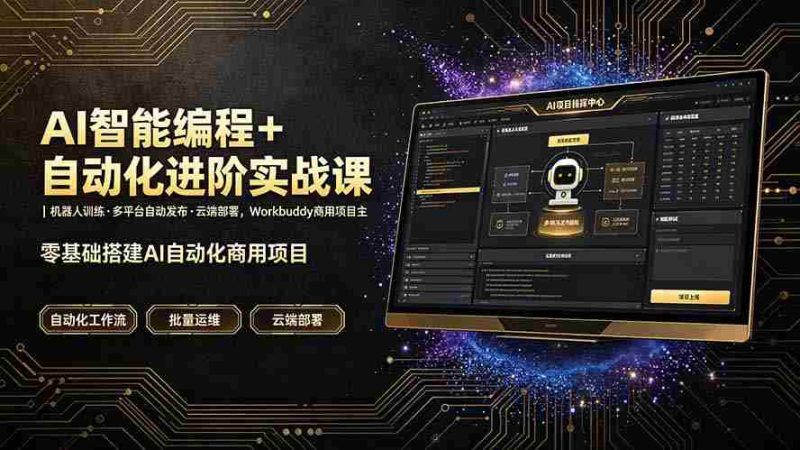 (19246期)AI智能编程+自动化进阶实战课|机器人训练·多平台自动发布·云端部署,Workbuddy商用项目全流程教学-OG资源站
