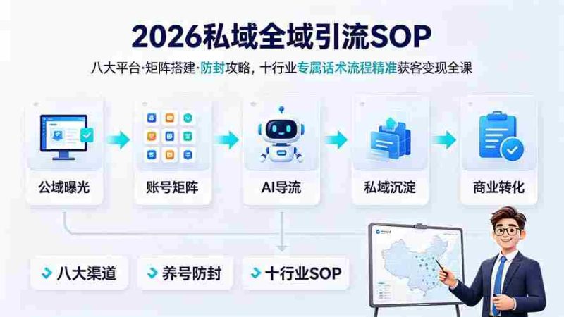 （19248期） 2026私域全域引流SOP｜八大平台·矩阵搭建·防封攻略，十行业专属话术流程精准获客变现全课-OG资源站