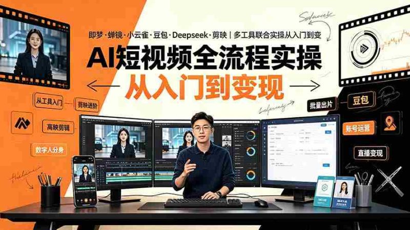 (19250期)AI短视频全流程实操:即梦·蝉镜·小云雀·豆包·Deepseek·剪映|多工具联合实操从入门到变现-OG资源站