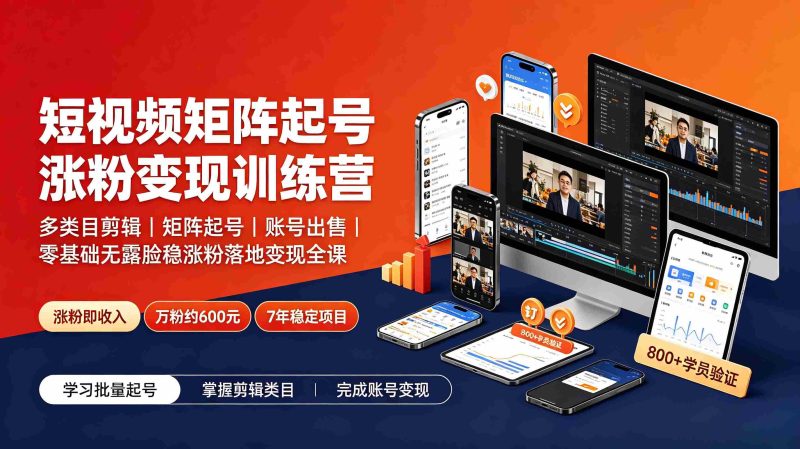 (19251期)短视频矩阵起号涨粉变现训练营|多类目剪辑·矩阵起号·账号出售,零基础无露脸稳涨粉落地变现全课-OG资源站