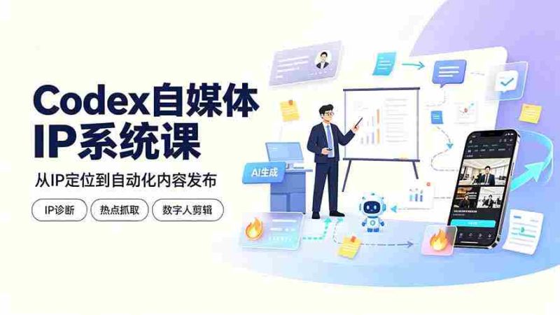 (19258期)Codex自媒体IP系统课:IP诊断/热点抓取/IP蒸馏 Skill,爆款复刻数字人多平台自动发布教程-OG资源站