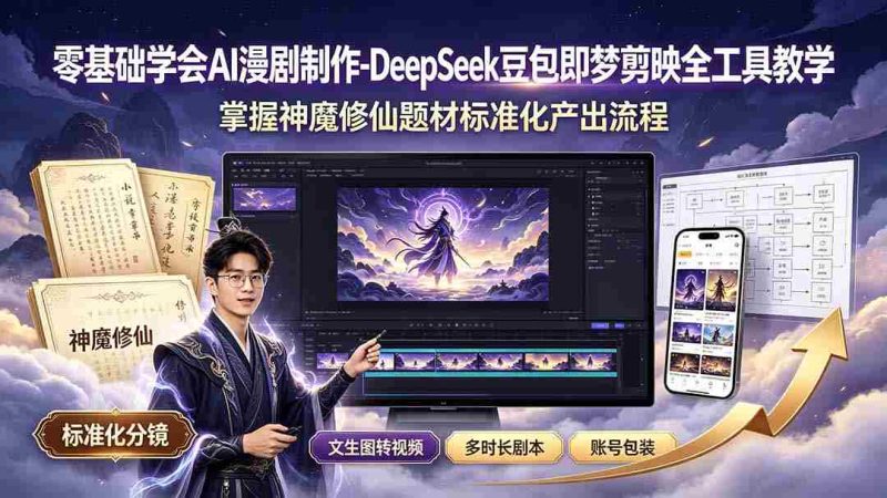 （19263期）零基础学会AI漫剧制作-DeepSeek豆包即梦剪映全工具教学，掌握神魔修仙题材标准化产出流程-OG资源站