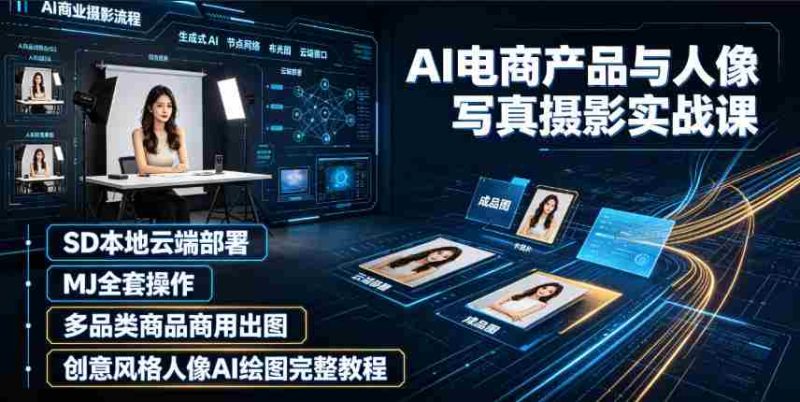 AI电商产品与人像写真摄影实战课|SD本地云端部署、MJ全套操作、多品类商品商用出图、创意风格人像AI绘图完整教程-OG资源站