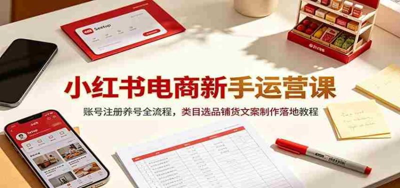 小红书电商新手运营课：账号注册养号全流程，类目选品铺货文案制作落地教程-OG资源站