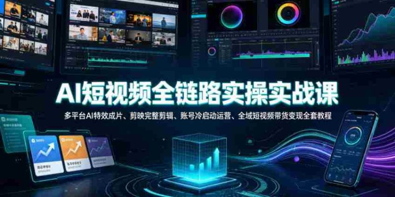 AI短视频全链路实操实战课|多平台AI特效成片、剪映完整剪辑、账号冷启动运营、全域短视频带货变现全套教程-OG资源站
