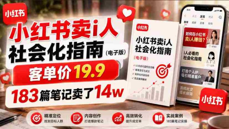 小红书卖I人社会化指南(电子版),客单价19.9,183篇笔记卖了14w!-OG资源站