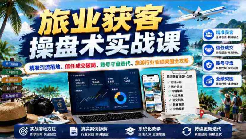 旅业获客操盘术实战课|精准引流落地、信任成交破局、账号守盘迭代、旅游行业业绩突围全攻略-OG资源站