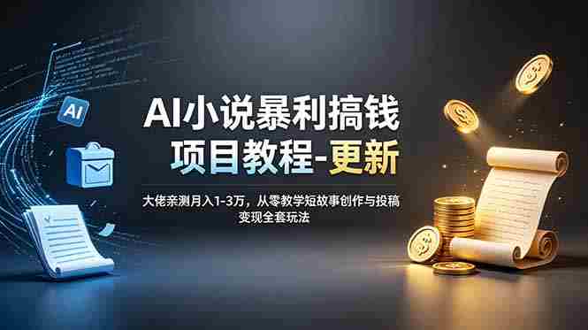 (19293期)AI小说暴利搞钱项目教程-更新,大佬亲测月入1-3万,从零教学短故事创作与投稿变现全套玩法-OG资源站