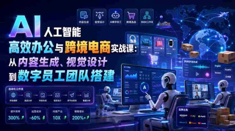 AI人工智能高效办公与跨境电商实战课：从内容生成、视觉设计到数字员工团队搭建-OG资源站