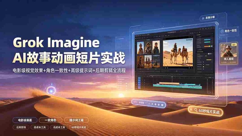 (19305期)Grok Imagine AI故事动画短片实战:电影级视觉效果+角色一致性+高级提示词+后期剪辑全流程-OG资源站