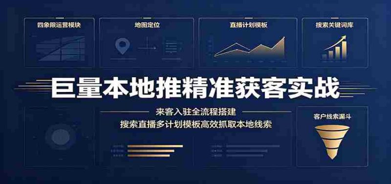 巨量本地推精准获客实战：来客入驻全流程搭建，搜索直播多计划模板高效抓取本地线索-OG资源站