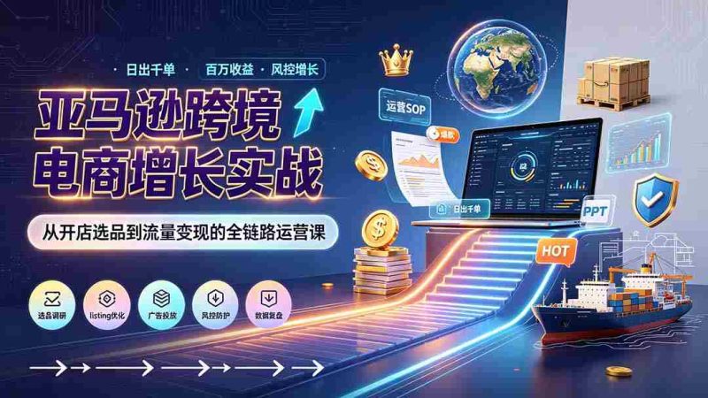 （19308期）亚马逊0-1孵化特训营8期：从注册风控到稳定日出千单实战，规避审核封店风险，标准化执行流程落地-OG资源站