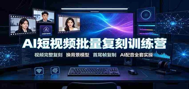 AI短视频批量复刻训练营：视频完整复刻，换背景模型、首尾帧复制、AI配音全套实操-OG资源站