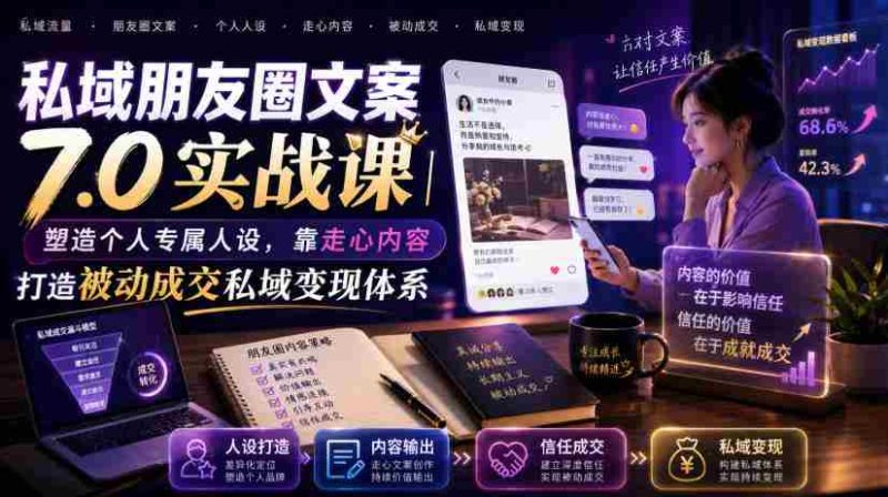 私域朋友圈文案7.0实战课|塑造个人专属人设,靠走心内容打造被动成交私域变现体系-OG资源站