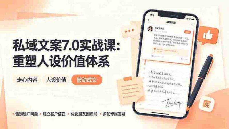 (19313期) 私域文案实战课7.0:重塑人设价值体系|-告别硬广推销×走心内容×自我价值塑造,实现被动成交-OG资源站