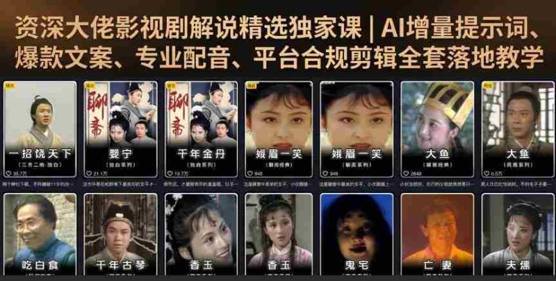 资深大佬影视剧解说精选独家课|AI增量提示词、爆款文案、专业配音、平台合规剪辑全套落地教学-OG资源站