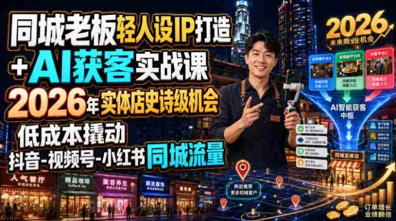 同城老板轻人设IP打造+AI获客实战课,2026年实体店史诗级机会,低成本撬动抖音-视频号-小红书同城流量-OG资源站