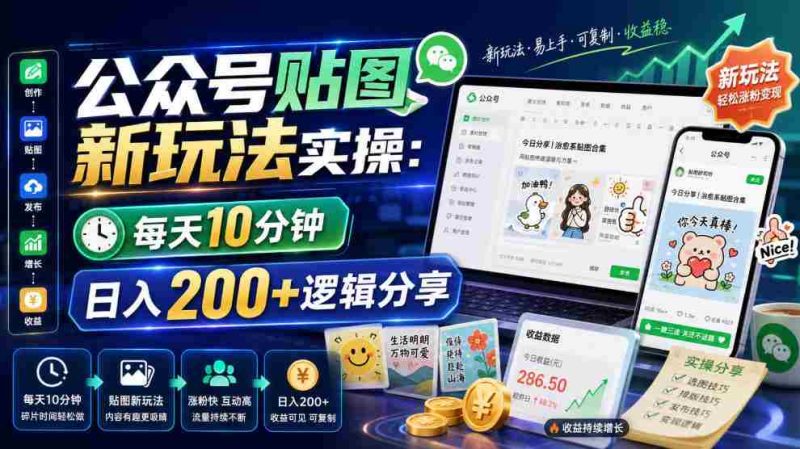 公众号贴图新玩法实操,每天10分钟,日入200+逻辑分享-OG资源站
