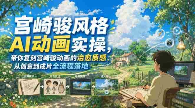 宫崎骏风格AI动画实操,带你复刻宫崎骏动画的治愈质感,从创意到成片全流程落地-OG资源站