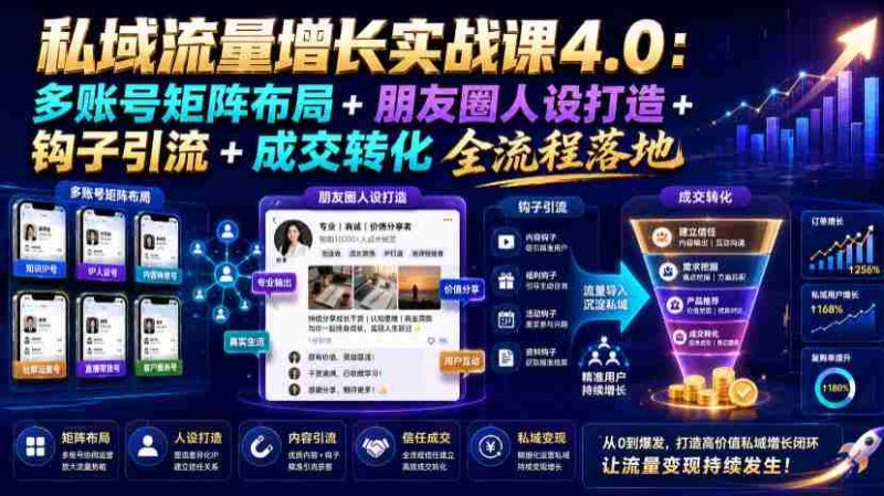 私域流量增长实战课4.0:多账号矩阵布局+朋友圈人设打造+钩子引流+成交转化全流程落地-OG资源站
