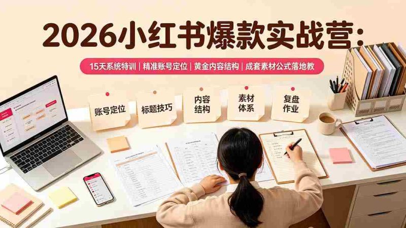 (19332期)2026小红书爆款实战营:15天系统特训|精准账号定位|黄金内容结构|成套素材公式落地教程-OG资源站