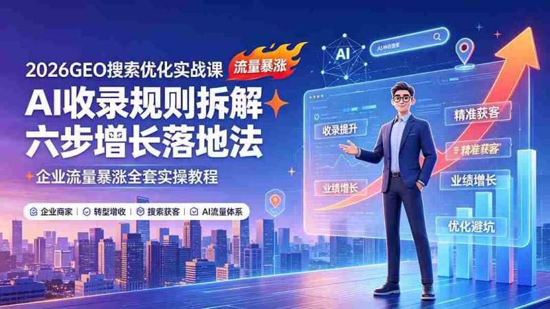 (19333期)2026GEO搜索优化实战课:AI收录规则拆解|六步增长落地法|企业流量暴涨全套实操教程-OG资源站