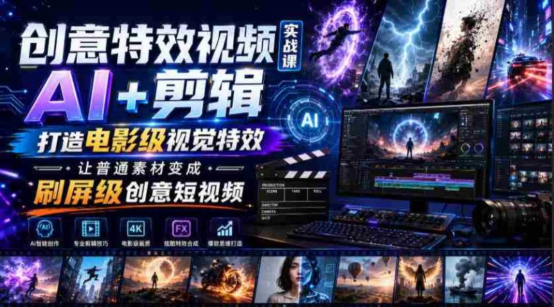 创意特效视频实战课,AI+剪辑打造电影级视觉特效,让普通素材变成刷屏级创意短视频-OG资源站