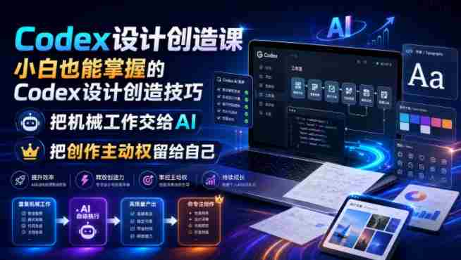Codex设计创造课,小白也能掌握的Codex设计创造技巧,把机械工作交给AI,把创作主动权留给自己-OG资源站