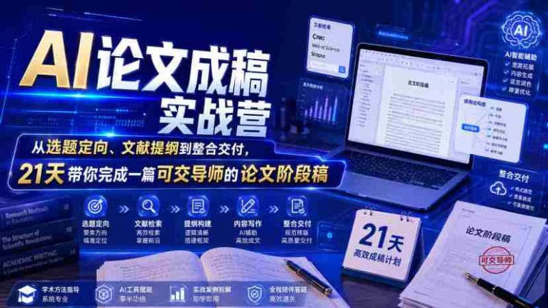 AI论文成稿实战营,从选题定向、文献提纲到整合交付,21天带你完成一篇可交导师的论文阶段稿-OG资源站