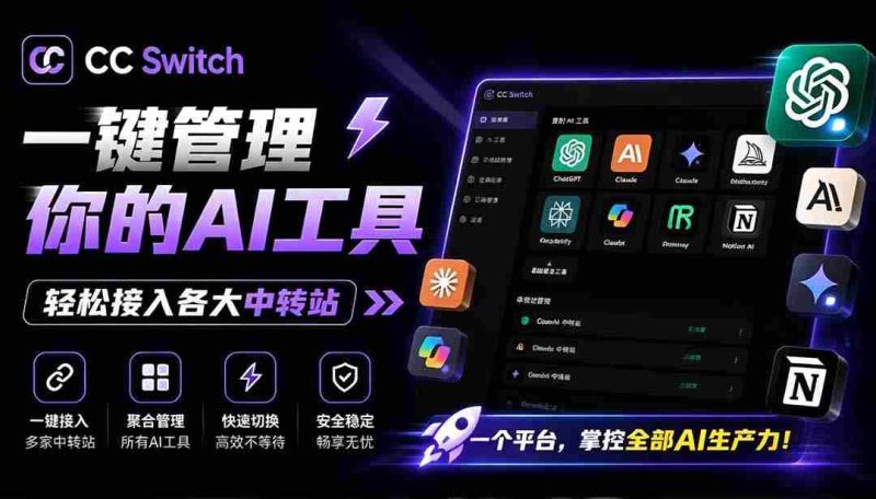 (19335期)一键给Chatgpt、Codex、Claude接入地第三方中转站,CC Switch统一管理你的 AI 编程工具工作流-OG资源站