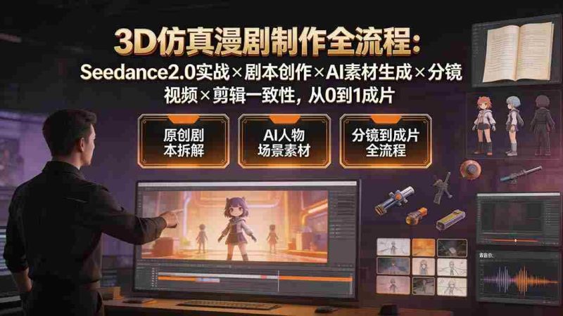 (19341期)3D仿真漫剧制作全流程:Seedance2.0实战×剧本创作×AI素材生成×分镜视频×剪辑一致性,从0到1成片-OG资源站
