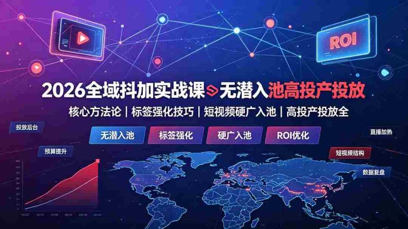 (19341期)2026全域抖加实战课:无潜入池核心方法论|标签强化技巧|短视频硬广入池|高投产投放全教程-OG资源站