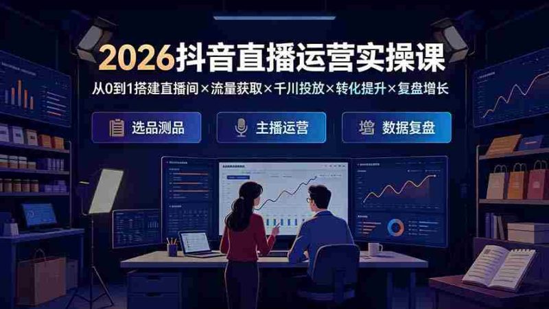 (19343期)2026抖音直播运营实操课:从0到1搭建直播间×流量获取×千川投放×转化提升×复盘增长,系统掌握完整闭环-OG资源站