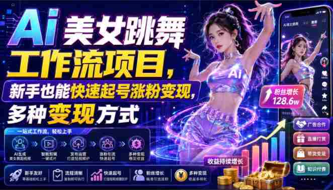 Ai美女跳舞工作流项目,新手也能快速起号涨粉变现,多种变现方式-OG资源站