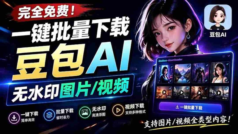 (19355期)Github最新发布!一键批量下载豆包AI无水印图片/视频,简单易用,自动解析提示词,doubao-downloader-OG资源站