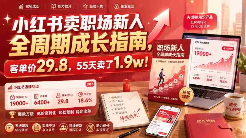 小红书卖职场新人全周期成长指南,客单价29.8,55天卖了1.9w!-OG资源站