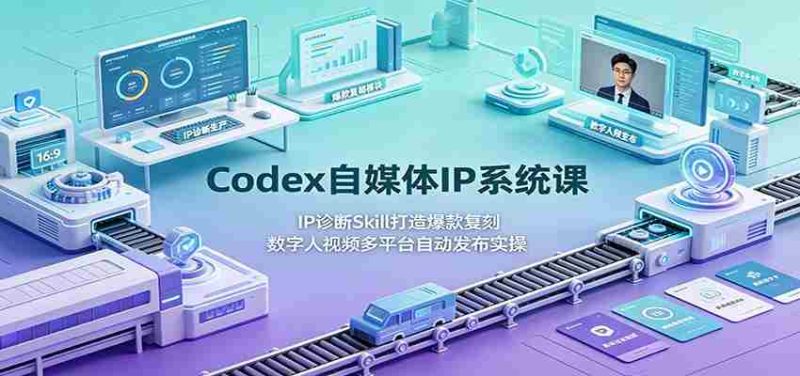 Codex自媒体IP系统课:IP诊断Skill打造爆款复刻,数字人视频多平台自动发布实操-OG资源站
