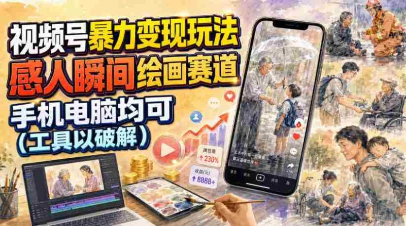 视频号暴力变现玩法,感人瞬间绘画赛道,手机电脑均可-OG资源站
