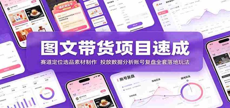 图文带货项目速成:赛道定位选品素材制作,投放数据分析账号复盘全套落地玩法-OG资源站