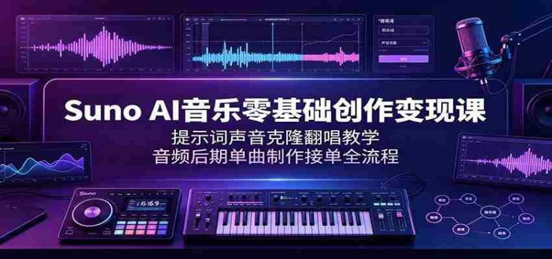 Suno AI音乐零基础创作变现课:提示词声音克隆翻唱教学,音频后期单曲制作接单全流程-OG资源站