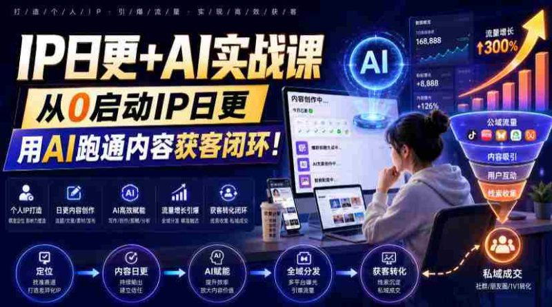 IP日更+AI实战课,从0启动IP日更,IP置顶视频制作+100条选题库搭建+10条日更规划,用AI跑通内容获客闭环!-OG资源站