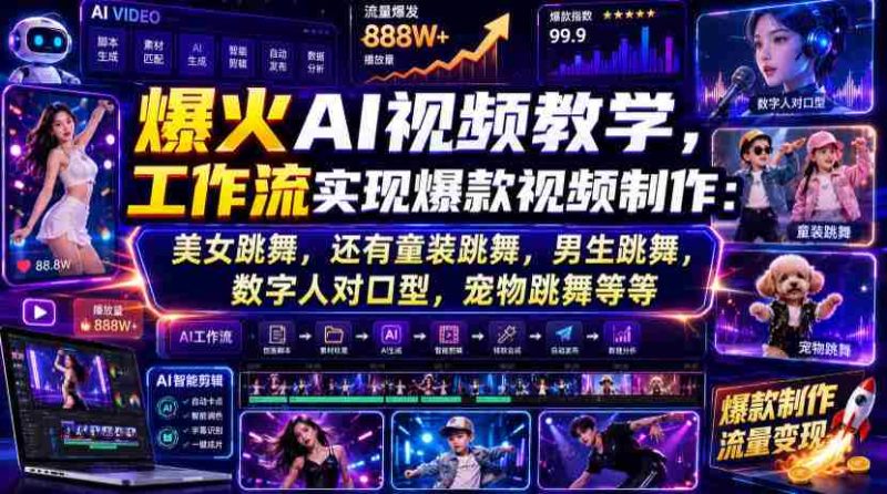 爆火AI视频教学，工作流实现爆款视频制作：美女跳舞，还有童装跳舞，男生跳舞，数字人对口型，宠物跳舞等等-OG资源站