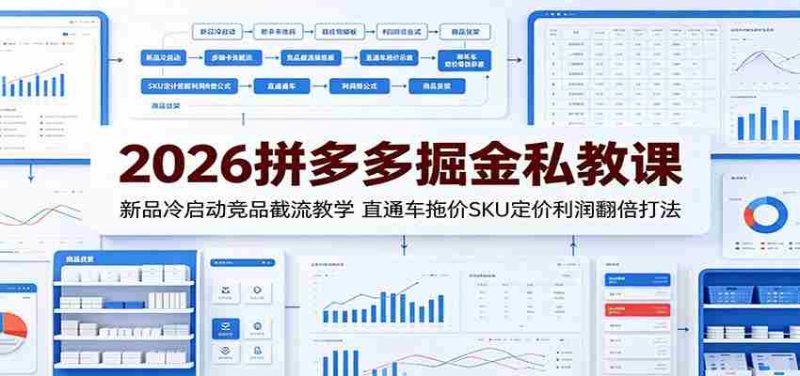 2026拼多多掘金私教课:新品冷启动竞品截流教学,直通车拖价SKU定价利润翻倍打法-OG资源站