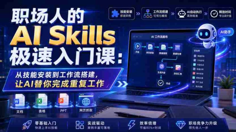 职场人的AI Skills极速入门课:从技能安装到工作流搭建,让AI替你完成重复工作-OG资源站